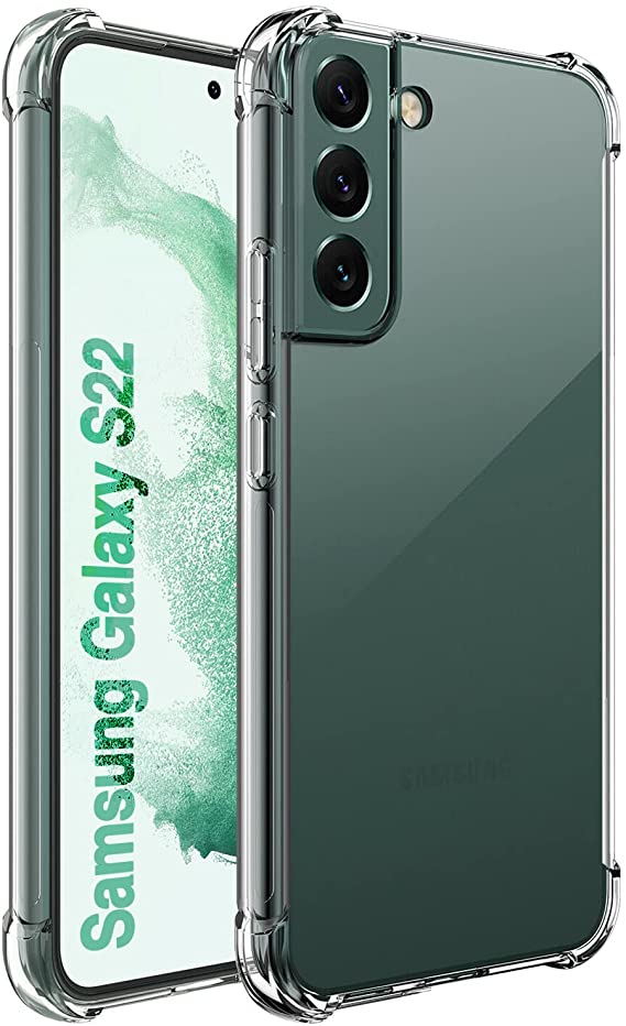 KIOMY Galaxy S22 Case Crystal Clear Shockproof Bumper Protective Cell Phone Back Cover for Samsung Galaxy S22 5G Transparent TPU Slim Fit Flexible Skin for Men Women Boy Girl Rubber Silicone 4 Corners
