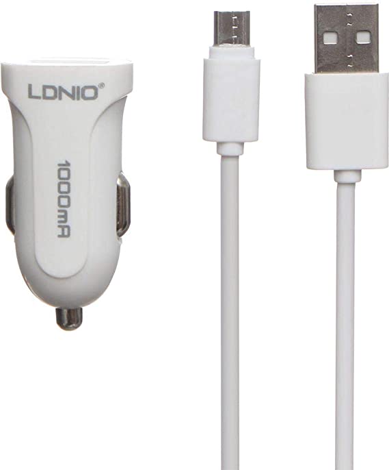 Ldnio DL-C17 Car Charger with Android Cable, White