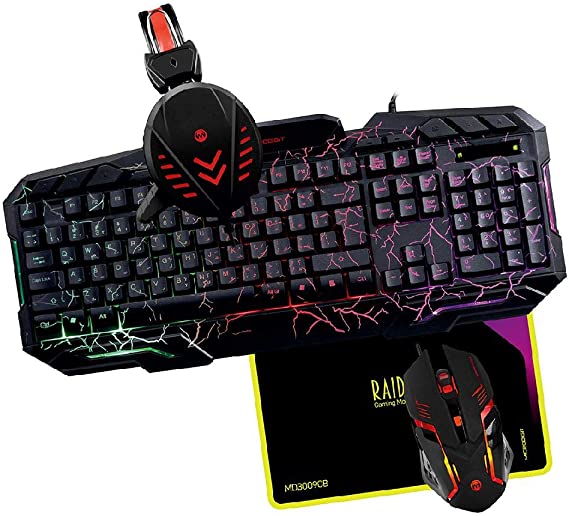 RAIDER Computer Gaming Combo STYLISH KEYBOARD. MOUSE. HEADPHONE. MOUSE PAD.