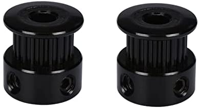 Gt2 Timing Pulley Synchronous Bore Aluminum Wheel -Black - 2 Pieces, 20teeth, 5mm