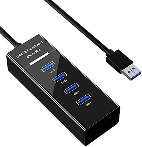 TERABYTE 4 Port USB HUB SuperSpeed 2.0 High-Speed Multiport Slim USB Hub 1 feet Cable Length Adapter and Led Indicator Compatible for Pendrive, Mouse, Keyboards, Mobile, Tablet ( Black ) 010