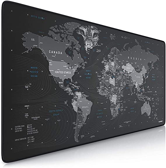 TITANWOLF XXL Speed Gaming Mouse Pad Mouse Mat 900 x 400 x 3mm - XXL mousepad - Table mat large size - improved precision and speed - Design planisphere and wolf