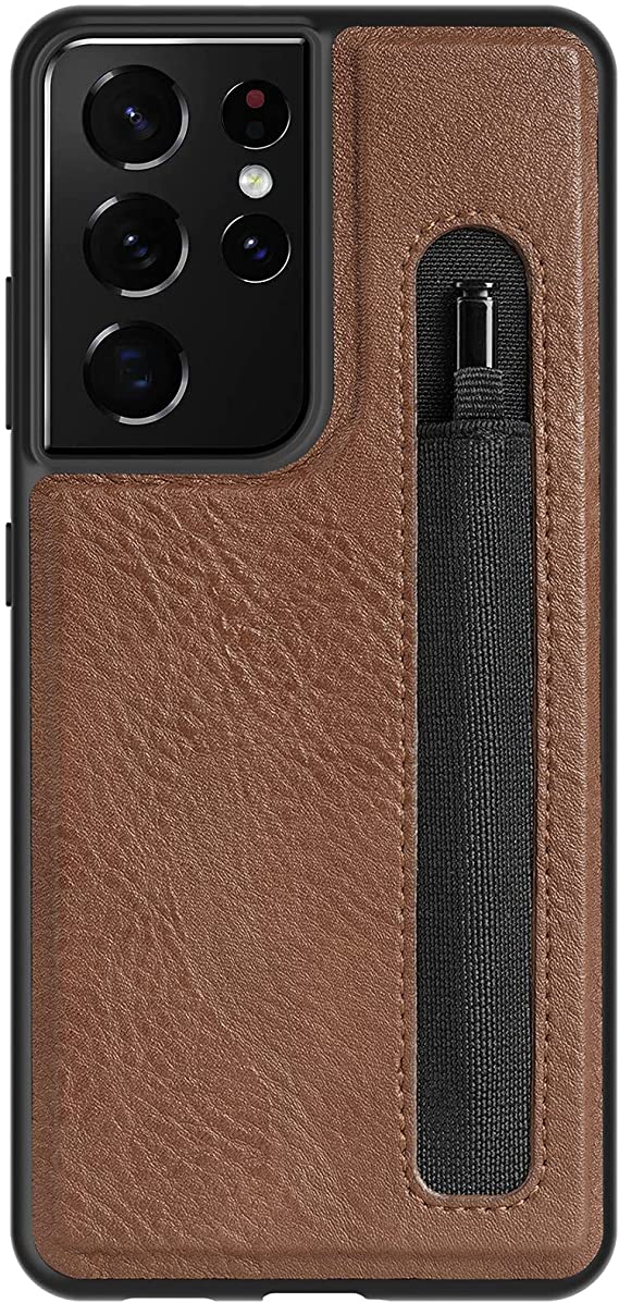Nillkin Case for Samsung Galaxy S21 Ultra S 21 Ultra (6.8" Inch) Aoge Leather 360 Protection Elite Business Case Soft Microfiber Lining & S Pen Slot Brown
