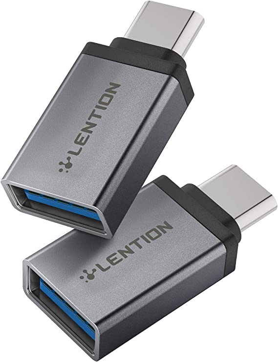 LENTION USB C to USB 3.0 Adapter (2 Pack), Type C Male to Type A Female OTG Converter Compatible 2020-2016 MacBook Pro, New Mac Air/Surface, Chromebook, Phone/Tablet, More (CB-C3, Gray)