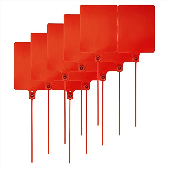 Mini Skater 10Pcs Large Plastic Label Tags Self Locking Nylon Writable Marker Ties Pull-Tight Security Seals Luggage Identification Tags Cable Cord Organizing Consignment Tags,(Red)