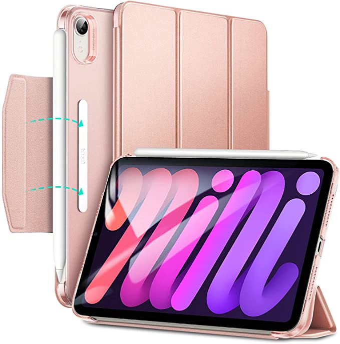 ESR Trifold Case Compatible with Tablet 2021 Translucent Smart Case, Trifold Stand with Clasp, Auto Sleep/Wake, Supports Pencil 2 Pairing and Charging, Pink