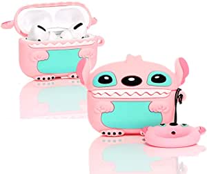 ZAHIUS Airpods Pro Silicone Case Funny Cute Cover Compatible for Apple Airpods Pro[3D Cartoon Lilo and Stitch Pattern][Designed for Kids Girl and Boys] (Pink)