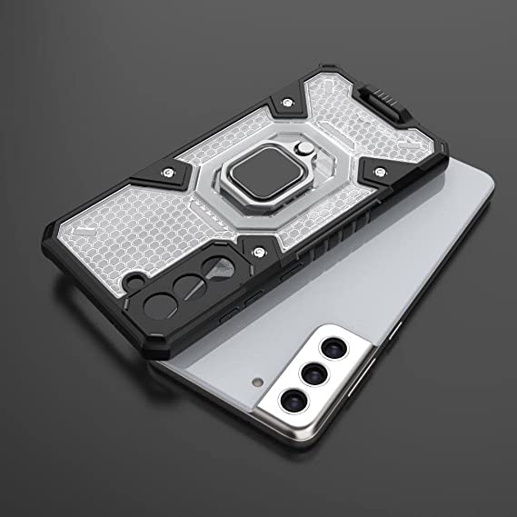 Samsung Galaxy S21 Fan Edition ، - جراب عالي الجودة - جراب أصلي جديد الكل في واحد من GrabMobily - جراب حماية مزدوج مقاوم للصدمات مع حبل قصير أصلي - شفاف وأسود