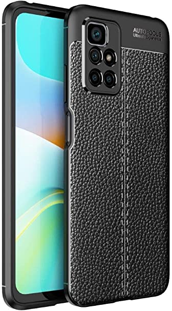 ALPHA Litchi Case for Xiaomi Redmi 10 2022 4G, Anti-Slip Ultra Thin Shock Absorption Anti Scratch Protective, Leather Pattern Cover for Xiaomi Redmi 10 2022 4G -Black