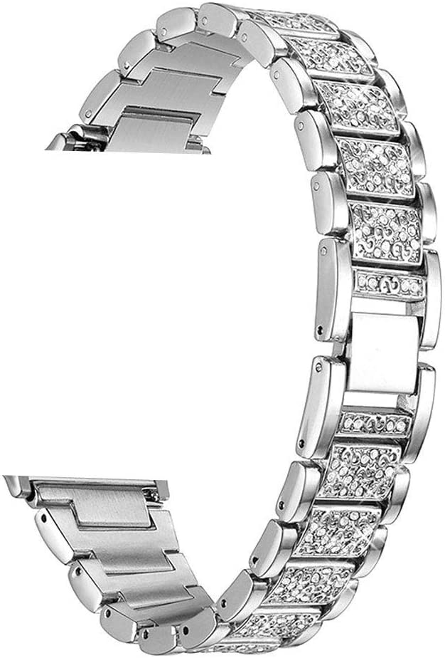Hi-Yoohere Elegent Bands Compatible for Apple Watach 38mm 40mm Chic Diamond Rhinestone Stainless Steel Metal Wristband Strap for Girls Men Women iWatch SE & Series 6/5/4/3/2/1