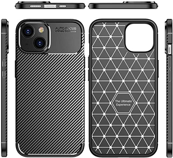 Compatible Case For iPhone 14 6.1, Carbon Beatle Anti-Slip, Ultra Thin, Shock Absorption, Cover For iPhone 14 6.1 - Black
