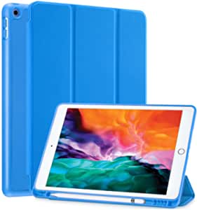 SIWENGDE Compatible for Apple iPad 7th Generation Case with Pencil Holder, iPad 10.2 Inch Cases Cover 2019 for Kids, Shockproof Sturdy TPU Smart Protective Shell Auto Wake/Sleep (Blue)