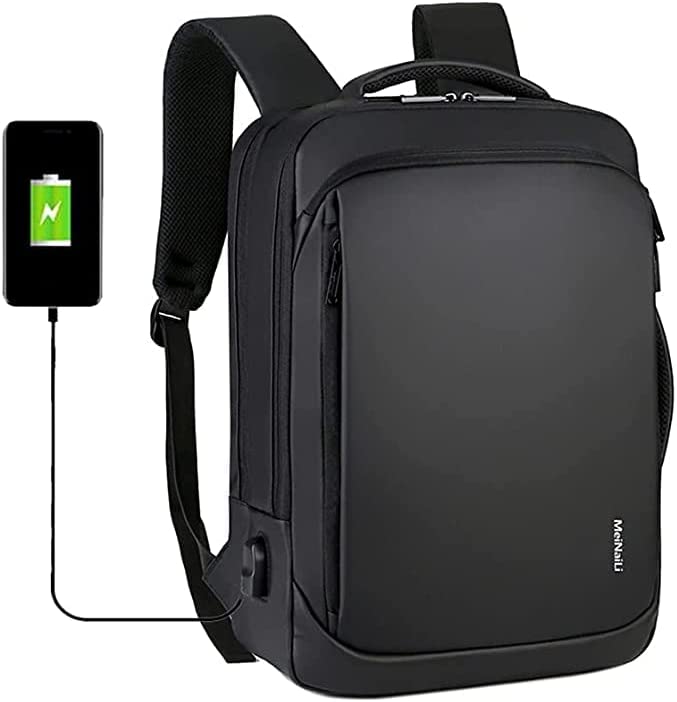 MEINAILI 1901 15.6″ Laptop Backpack Waterproof With USB Outport,- Black