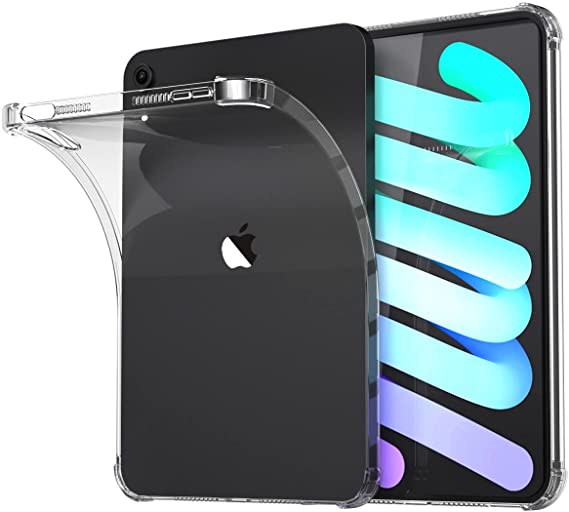 Case for iPad Mini 6 Case (2021) Clear Shock Absorbing Flexible TPU Protective Cover Transparent Slim Compatible with Pencil for iPad Mini 6th Gen (2021)
