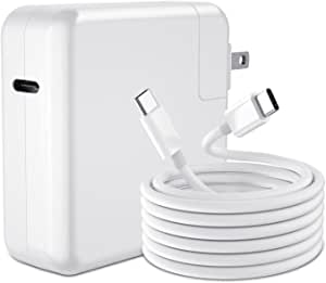 Jizmo Replacement Mac Book Pro Charger, 61w USB-C Charger Power Adapter for MacBook Pro 13 inch, MacBook Air 13 inch, iPad Pro 12.9 11 inch, Includes 6.6ft 3A USB C to C Cable, UL Certificated