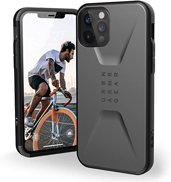 URBAN ARMOR GEAR UAG Designed for iPhone 12 Case/iPhone 12 Pro Case [6.1-inch Screen] Ultra-Thin Shock-Absorbent Civilian Protective Cover, Silver