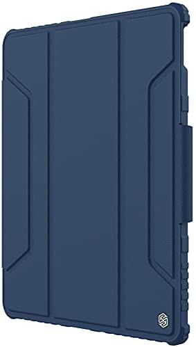Nillkin Case for Apple iPad Pro 12.9" 2020/2021 (12.9" Inch) Bumper Pro Leather Camera Slider Camshield Protect Stand Smart Wake & Sleep Pencil Holder Blue