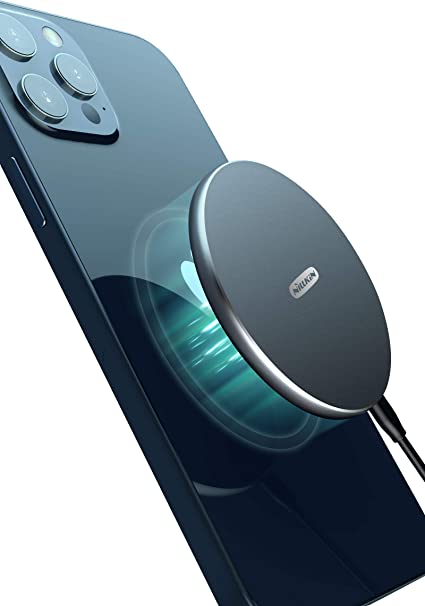 Nillkin Mag-Safe Charger, Magnetic Wireless Charger, MagSlim Fast Charging Pad 10W Max Compatible with iPhone 12/12 Mini/12 Pro/12 Pro Max Ultra Thin Charger Station 2.5 inch Black