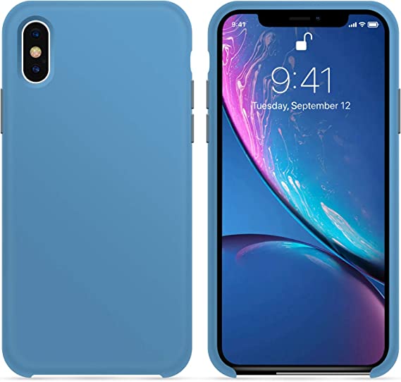 OTOFLY for iPhone Xs Max Case, [Silky and Soft Touch Series] Premium Soft Silicone Rubber Full-Body Protective Bumper Case Compatible with iPhone Xs Max 6.5 inch,(Sky Blue)