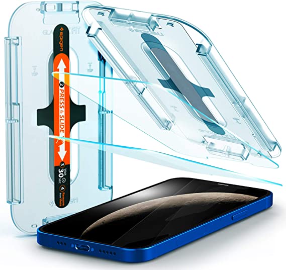 Spigen Tempered Glass Screen Protector [Glas.tR EZ Fit] designed for iPhone 12 (2020) / iPhone 12 Pro (2020)