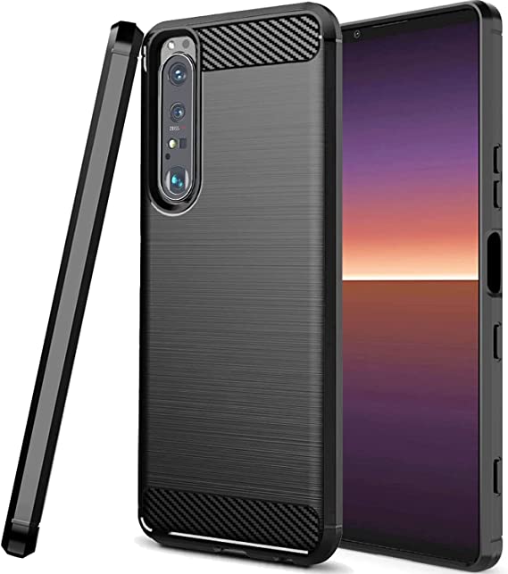 CoverON Slim Cover Designed for Sony Xperia 1 III Phone Case, Lightweight Flexible TPU Carbon Fiber - Black