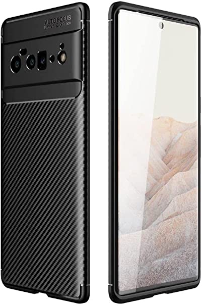 Case Google Pixel 6 Pro, Premium quality Case From GrabMobily -,Silicone Shockproof Cover Durable Ultra Thin Carbon Fiber Brushed Protection Case -Slip-Resistant - Black