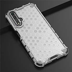 Case Compatible with Honor 20, Ultra premium quality cover From GrabMobily - Iron Man Shockproof Cover - New Original Case Slip-Resistant - Black Edges Transparent Beehive Back