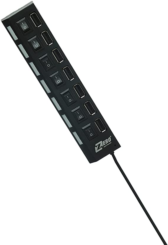 Zero High Quality High Speed Usb Hub 7 Slots - Black