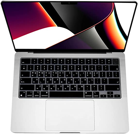 MasiBloom Korean Language Silicone Keyboard Cover Skin for 2021 Released MacBook Pro 14.2” Model A2442 & 16.2 Inches Model A2485 M1 Max/Pro Chip with Touch ID US Layout