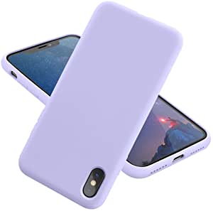 MCUCA iPhone X Case iPhone Xs case Liquid Silicone Gel Rubber Bumper Case，Ultra-Thin Soft Microfiber Lined Full Body Protective Case Cover for Apple iPhone X iPhone Xs,Light Purple
