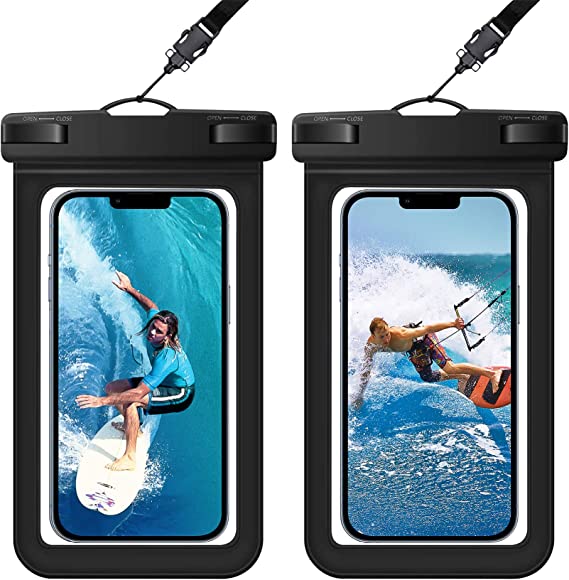 [2 Pcs] Universal Waterproof Phone Pouch, [Up to 7"] IPX8 Waterproof Phone Case Bag Compatible with iPhone 13 Pro Max/12/11/XR/X,Galaxy S22/S21,Note 20.Pixel/OnePlus, for Vacation Swimming