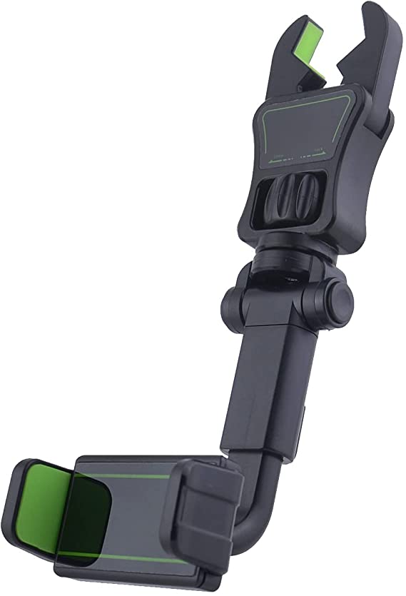 Car Phone Holder Mount, 360 Degrees Free Rotate Adjustable Suspension Mount Phone Holder, Multi-Function Rearview Mirror Cell Phone Holder for All Mobile Phones