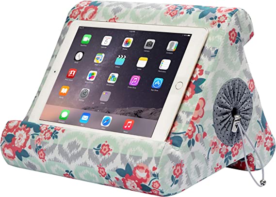 Flippy with New Storage Cubby Multi-Angle Soft Pillow Lap Stand for iPads, Tablets, eReaders, Smartphones, (Damask Me Again)
