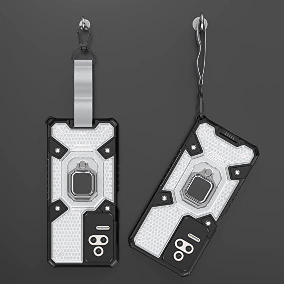 Xiaomi Redmi K50, Premium quality Case - Original New All-in-One Case from GrabMobily - Dual Protection Shockproof Case With Original Short Lanyard - Transparent & Black