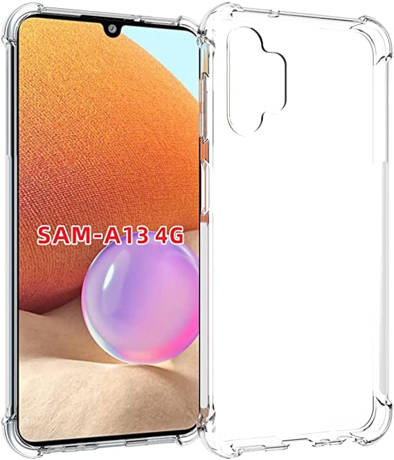 USTIYA for Samsung Galaxy A13 4G Case Clear TPU Four Corners Cover Transparent Soft funda