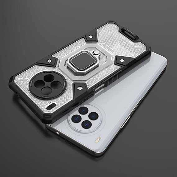 Huawei Nova 8i, Case Original New All-in-One from GrabMobily - Premium quality Case - Dual Protection Shockproof Case With Short Lanyard - Transparent & Black