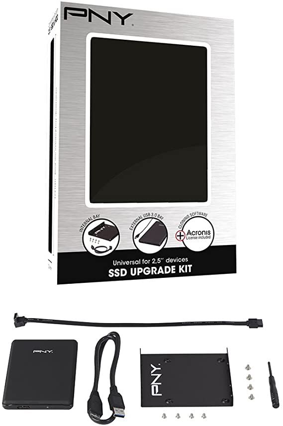 PNY SSD Accessories Kit for SSD or HDD 2.5"internal bay, USB 3.0 Enclosure and cloning software
