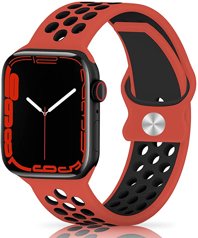 N-Hocezyg Sport Bands Compatible with Apple Watch Bands 38mm 40mm 41mm 42mm 44mm 45mm, Breathable Soft Silicone Sport Women Men Replacement Strap Compatible with iWatch Series SE/7/6/5/4/3/2/1