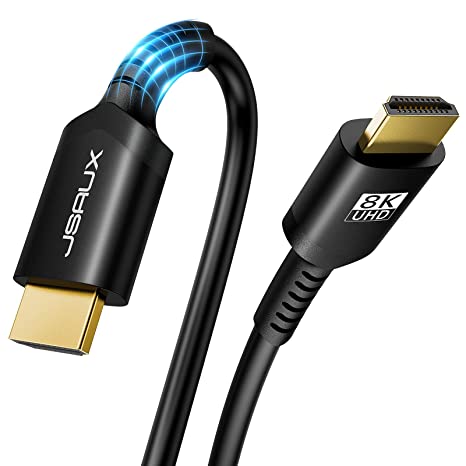 8K HDMI Cable 10ft, JSAUX 48Gbps Ultra High Speed HDMI Cable/Cord Support 4K@120Hz 8K@60Hz eARC HDR10+ HDCP 2.2&2.3 DTS:X 3D Dolby Compatible with 8K Gaming PS4 Pro PS5 Roku TV Projektor Blu-ray-Black
