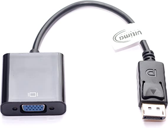 Ultima Cords & Cables DisplayPort Male to VGA Female Cable Adapter with Gold Plated Cord.