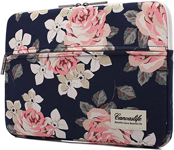 Canvaslife White Rose Pattern inch 13.3 inch laptop sleeve case