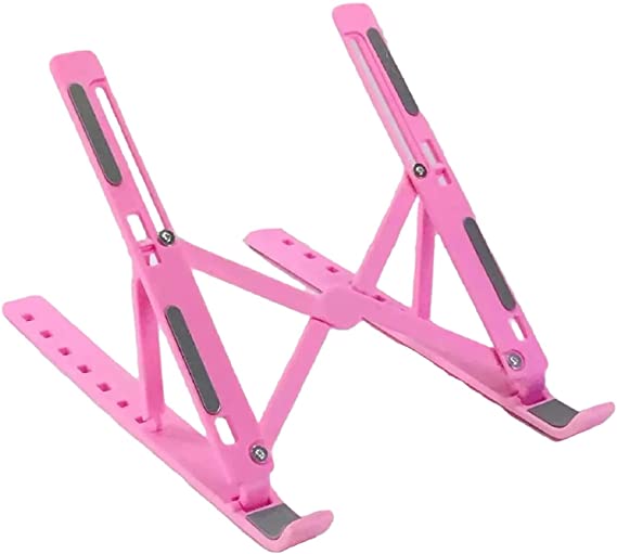 Plastic Folding Laptop Stand, 6 Levels Height Adjustable Angle, Plastic Laptop Stand-Pink