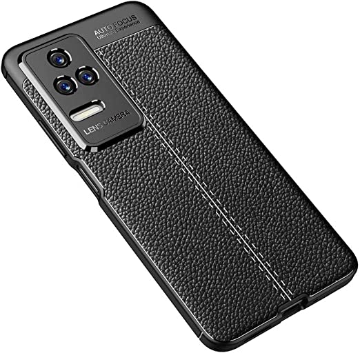 جراب لهاتف شاومى Redmi K50 Pro ، جراب خلفي مقاوم للصدمات بنمط جلدي أصلي من ألياف الكربون المصقول - مقاوم للانزلاق - غطاء حماية شديد التحمل من GrabMobily - أسود