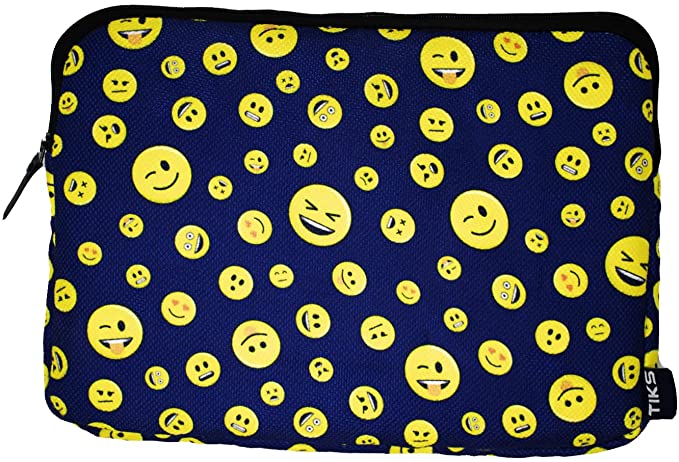 TIKS Smile Printed Labtop Bag 13-14 Inch - Yellow & Blue