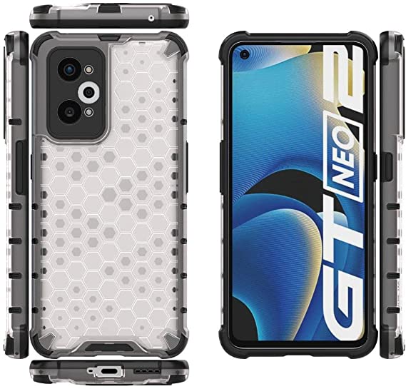Compatible Case For Realme GT Neo2, Honeycomb Pattern Anti-Slip, Shock Absorption, Cover For Realme GT Neo2 - Translucent