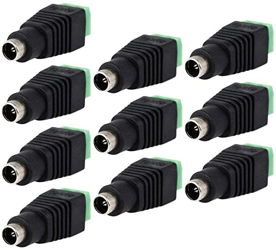 10 Piece DC Female to AV Screw Terminal Block Connector Kit for Power Adapter