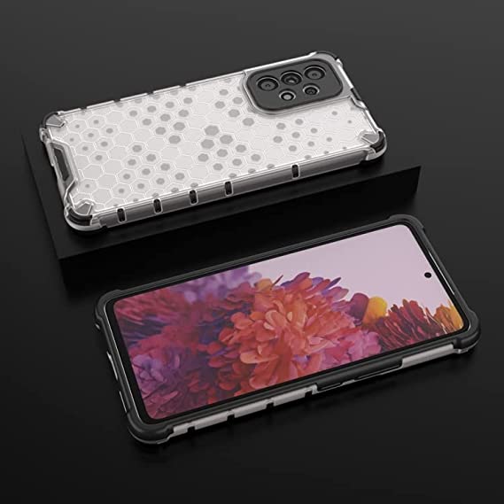 جراب متوافق مع سامسونج Galaxy A53 5G ، - غطاء فائق الجودة من GrabMobily - غطاء أيرون مان مقاوم للصدمات - جراب أصلي جديد مقاوم للانزلاق - حواف سوداء خلفية شفافة خلية النحل