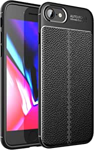iPhone SE 2 (2020), Shockproof Original Leather Pattern Back Case Cover Carbon Fiber Brushed - Slip-Resistant - premium quality cover From GrabMobily - Black