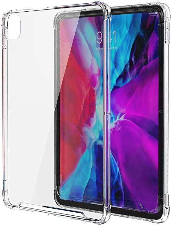 Apple iPad Pro 12.9 (2020) Case Cover Clear View Shockproof Drop Protection Slim TPU Gel Bumper Scratch Resistant Cover for Apple iPad Pro 12.9-inch display 2020 (Clear) by Nice.Store.UAE