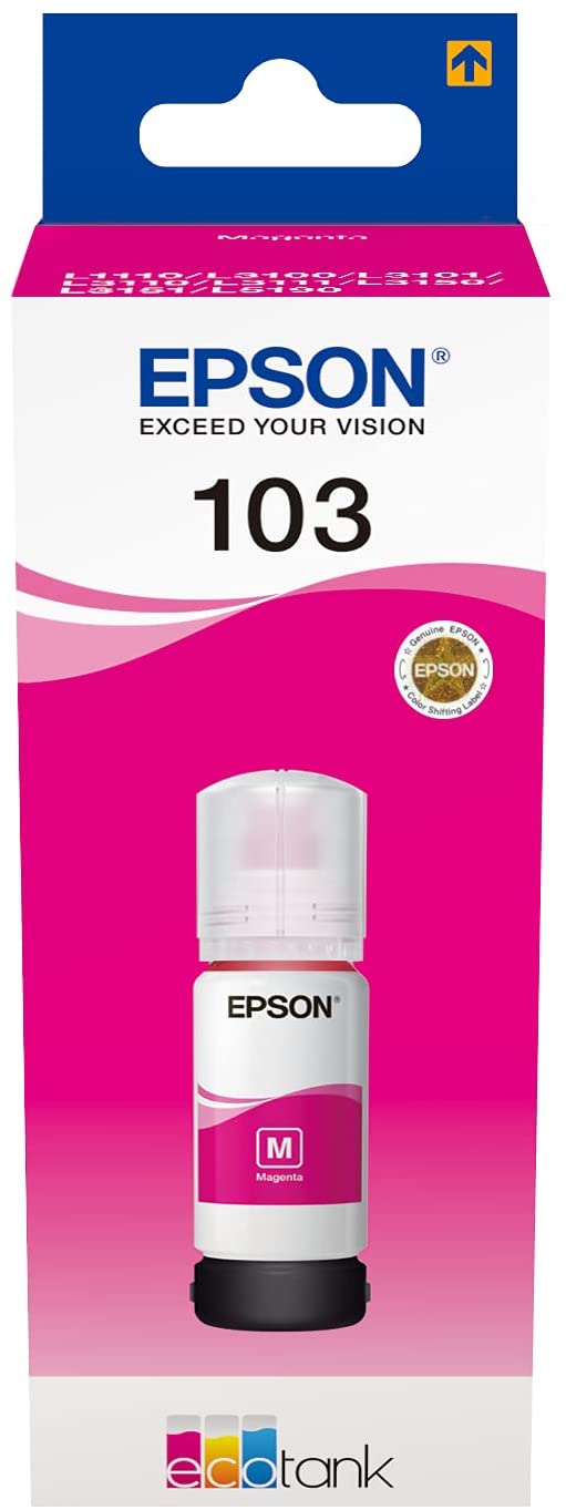 Epson 103 EcoTank Ink Bottle, Magenta Ink for Printer Refill, 65ml